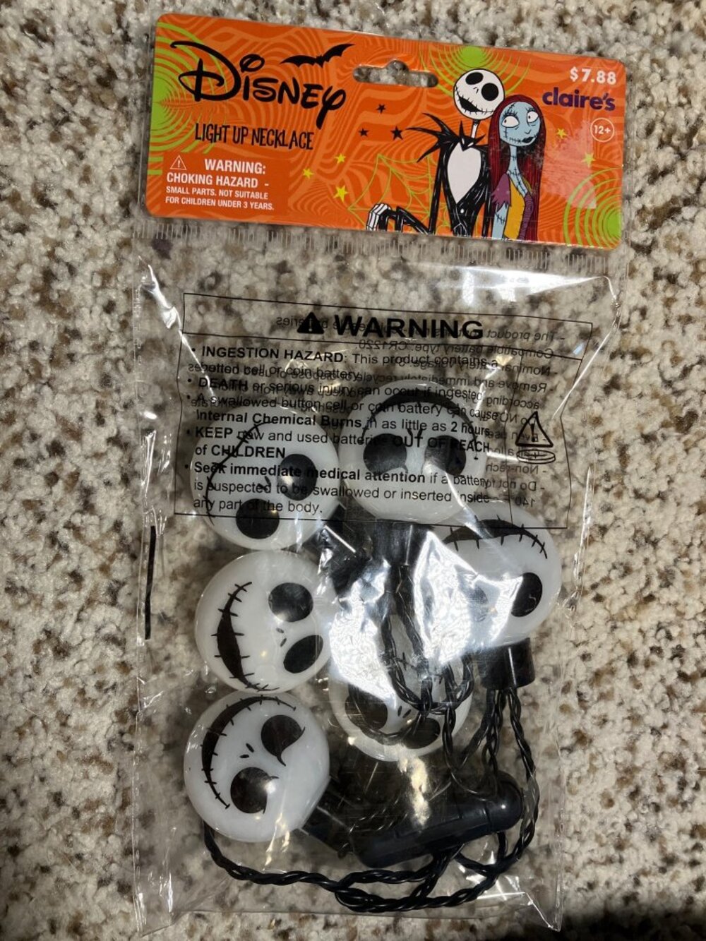 The Nightmare Before Christmas Light Up Necklace Untested